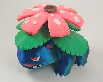 3D Printed Pocket Monsters Action Figure - Venusaur - 3in, 5in, 7in