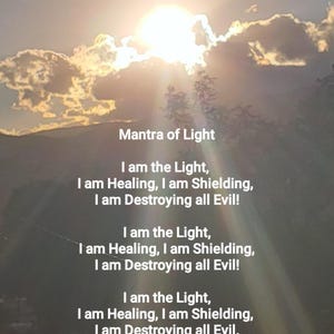 Mantra of Holy Light. Printable for wall art, cards or screen saver.