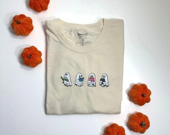 Embroidered Ghost Reading Comfort Colors Tee, Ghost Reading Embroidered Ultra Soft Tee