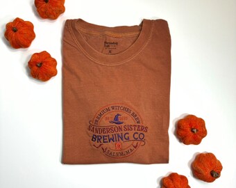 Embroidered Sanderson Sister Hocus Pocus Brewing Comfort Colors Tee, Sanderson Sister Hocus Pocus Brewing Embroidered Ultra Soft Tee