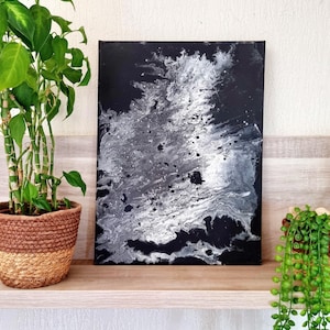 Abstract painting / Acrylic painting on canvas / Black and white / Unique