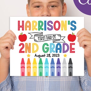 Editable First Day Of School Sign, 1st Day Of School Printable Sign, Editable Back To School Sign, Any Grade, Back To School Print, Corjl