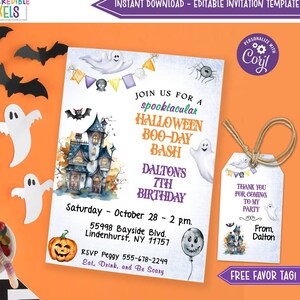 Editable Halloween Birthday Party Invitation, Halloween Birthday Invitation, Halloween Invite, Haunted House,  - Instant Download, Printable