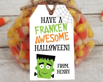 Editable Halloween Party Favor Tag, Custom Photo Halloween Treat Tag ...