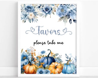 Blue Pumpkin Favor Sign, Pumpkin Baby Shower Sign, Fall Pumpkin Favor Sign, Baby Shower Sign, Instant Download, Printable - BP01