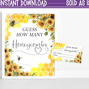 Honey Bee Baby Shower Game Guess How Many Honeycombs Sign Guess How