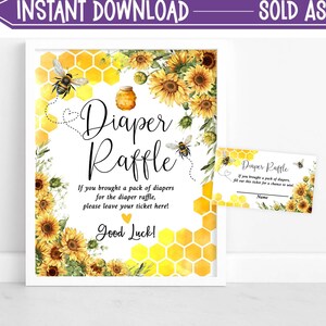Bee Theme Baby Shower Diaper Raffle Game - Card Box With Tickets For Boy Or Girl Party - View #4