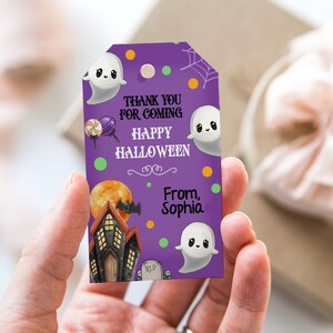 Etiqueta editável de Halloween, etiqueta de Halloween Boothday, etiqueta de lembrancinha de festa de Halloween, etiquetas de agradecimento de Halloween, etiqueta de presente, download, para impressão, digital