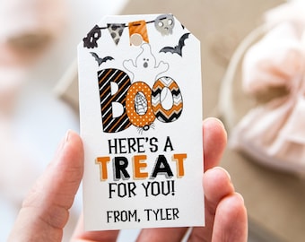 Editable Halloween Tag, Printable Halloween Treat Tag, Boo Ghost Tag, Halloween Thank You Tags, Gift Tag, Download, Digital