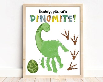 Father's Day Dinosaur Handprint Art, Father's Day Gift, Gift for Dad, Keepsake Craft, Hand Print Activity, Printable - You are Dinomite