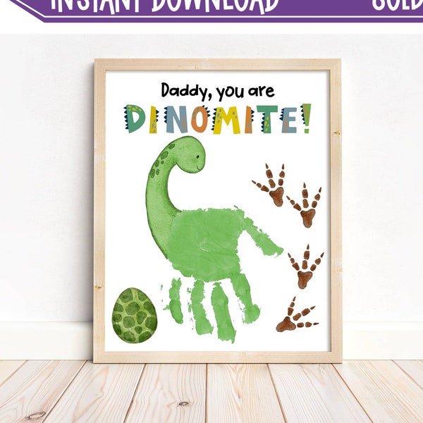 Father's Day Dinosaur Handprint Art, Father's Day Gift, Gift for Dad, Keepsake Craft, Hand Print Activity, Printable - You are Dinomite