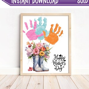 Mother&#39;s Day Handprint Art, Mother&#39;s Day Gift, Gift for Mom, Grandma, Keepsake Craft Gift, Hand Print Activity, Instant Download, Printable