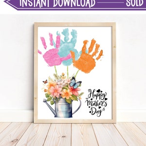 Mother&#39;s Day Handprint Art, Mother&#39;s Day Gift, Gift for Mom, Grandma, Keepsake Craft Gift, Hand Print Activity, Instant Download, Printable