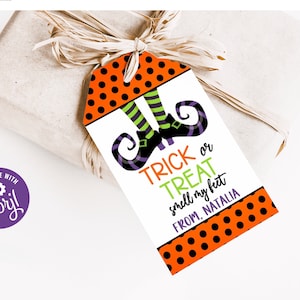 Editable Halloween Party Favor Tag, Printable Halloween Treat Tag, Witch Feet Tag, Halloween Thank You Tags, Gift Tag, Download, Digital