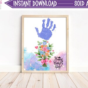 Mother&#39;s Day Handprint Art, Mother&#39;s Day Gift, Gift for Mom, Grandma, Keepsake Craft Gift, Hand Print Activity, Instant Download, Printable
