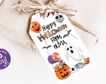 Editable Halloween Party Favor Tag, Halloween Treat Tag, Favor Tag, Halloween Thank You Tags, Gift Tag, Download, Printable, Digital