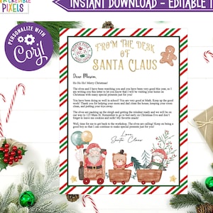Carta editable de Santa, Carta Oficial de Santa Claus, Carta de Saludo de Santa, Carta Personalizada de Santa