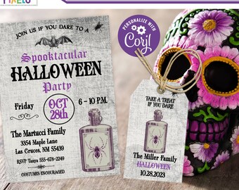 Invitación editable a fiesta de Halloween para adultos, invitación vintage de Halloween, invitación a poción de Halloween, Halloween gótico - Imprimible