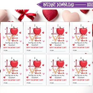 Imprimible Me encanta tenerte como mi tarjeta del día de San Valentín del maestro, etiqueta de San Valentín del maestro del aula, tarjetas del día de San Valentín para niños - V01