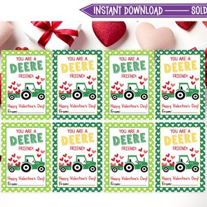 Printable Tractor Valentine's Day Cards, Valentine's Day Gift Tags ...