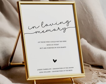 Modern in Loving Memory Sign Template, Printable Memorial Sign for ...