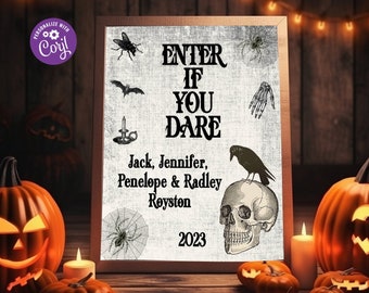 Editable Halloween Party Welcome Sign, Adult Halloween Welcome Sign, Gothic Halloween Party Sign, Instant Download, Printable, Digital