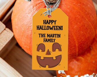 Editable Halloween Party Favor Tag, Halloween Treat Tag, Pumpkin Favor Tag, Halloween Thank You Tags, Gift Tag, Download, Printable, Digital