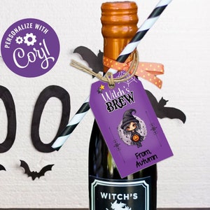 Editable Halloween Tag, Halloween Witch&#39;s Brew Tag, Witch Brew Tag, Halloween Thank You Tags, Gift Tag, Download, Printable, Digital