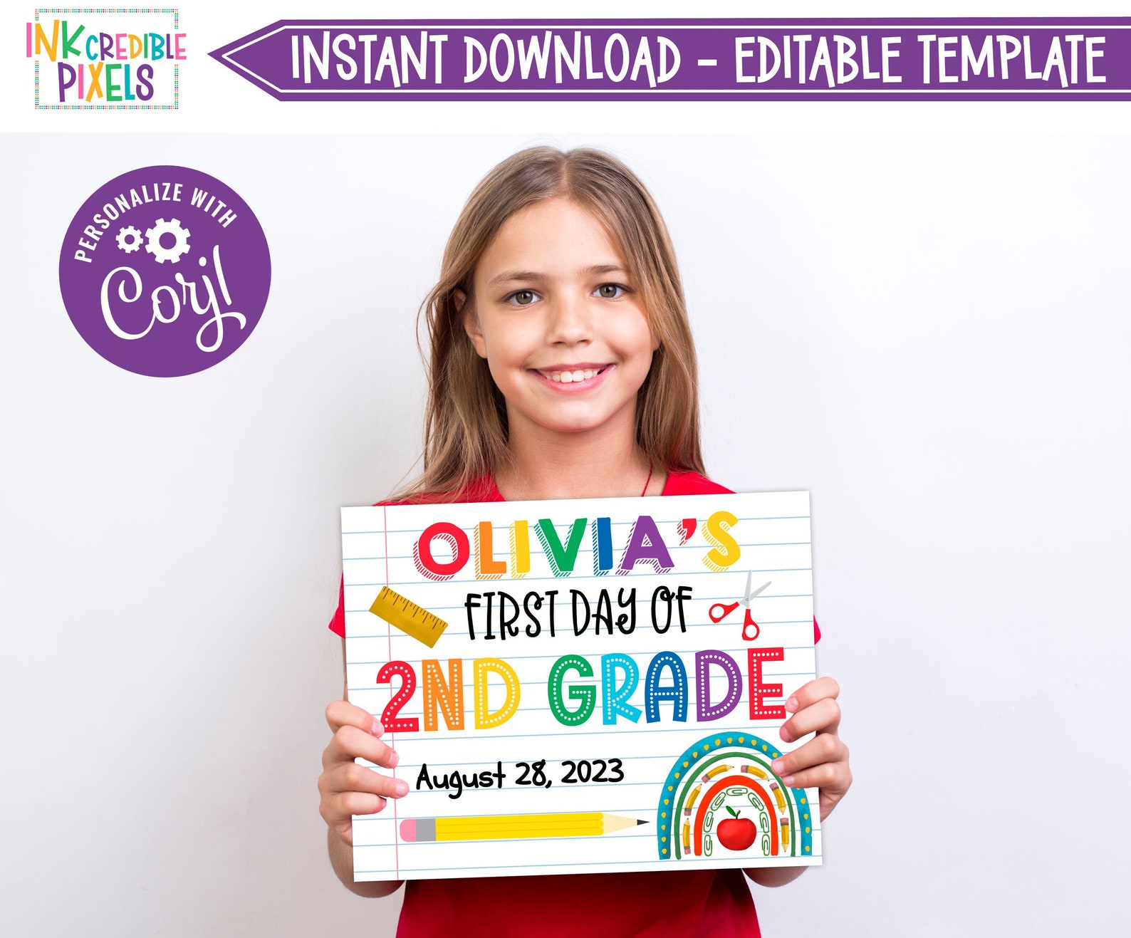 Editable First Day of School Sign, 1st Day of School Printable Sign