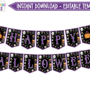 Editable Happy Halloween Banner, Happy Halloween Bunting, Halloween Party Banner, Halloween Banner - Instant Download, Printable