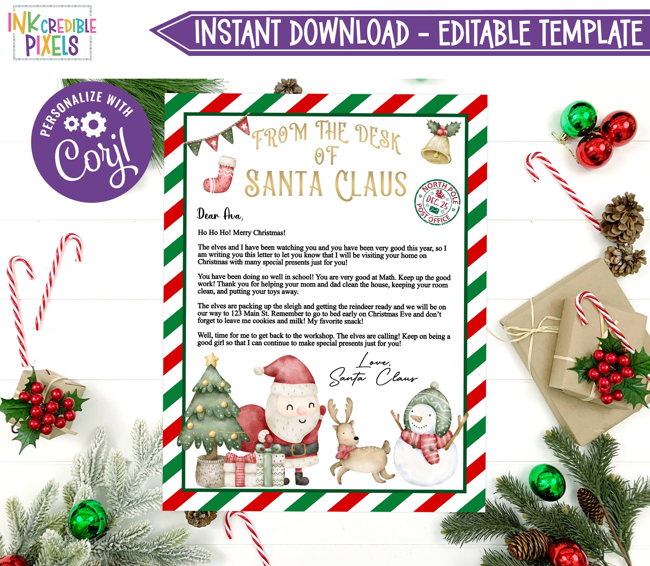 Editable Letter From Santa, Official Letter From Santa Claus, Greeting ...