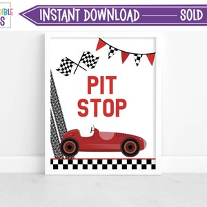 Printable Two Fast Race Car Pit Stop Sign, Race Car Birthday Sign, Race Car Party Decor Sign, Race Car Sign, Instant Download, RC01