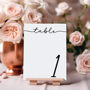 Wedding Table Number Template, Printable Table Numbers, Minimalist Table Numbers, Editable Table Number Cards