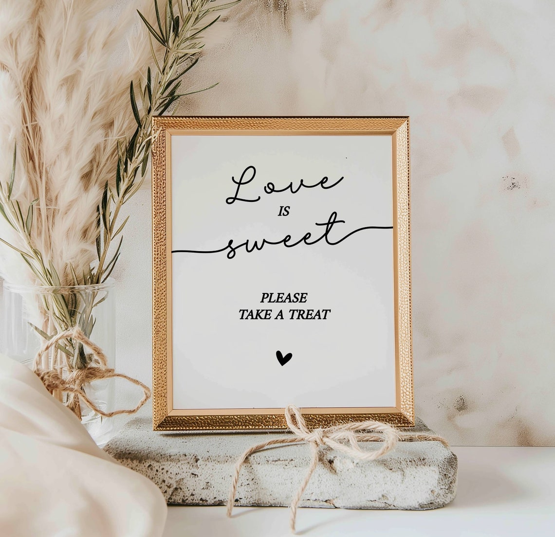 Printable Love is Sweet Sign, Minimalist Desert Table Sign, Editable Wedding Favor Sign, Boho ...