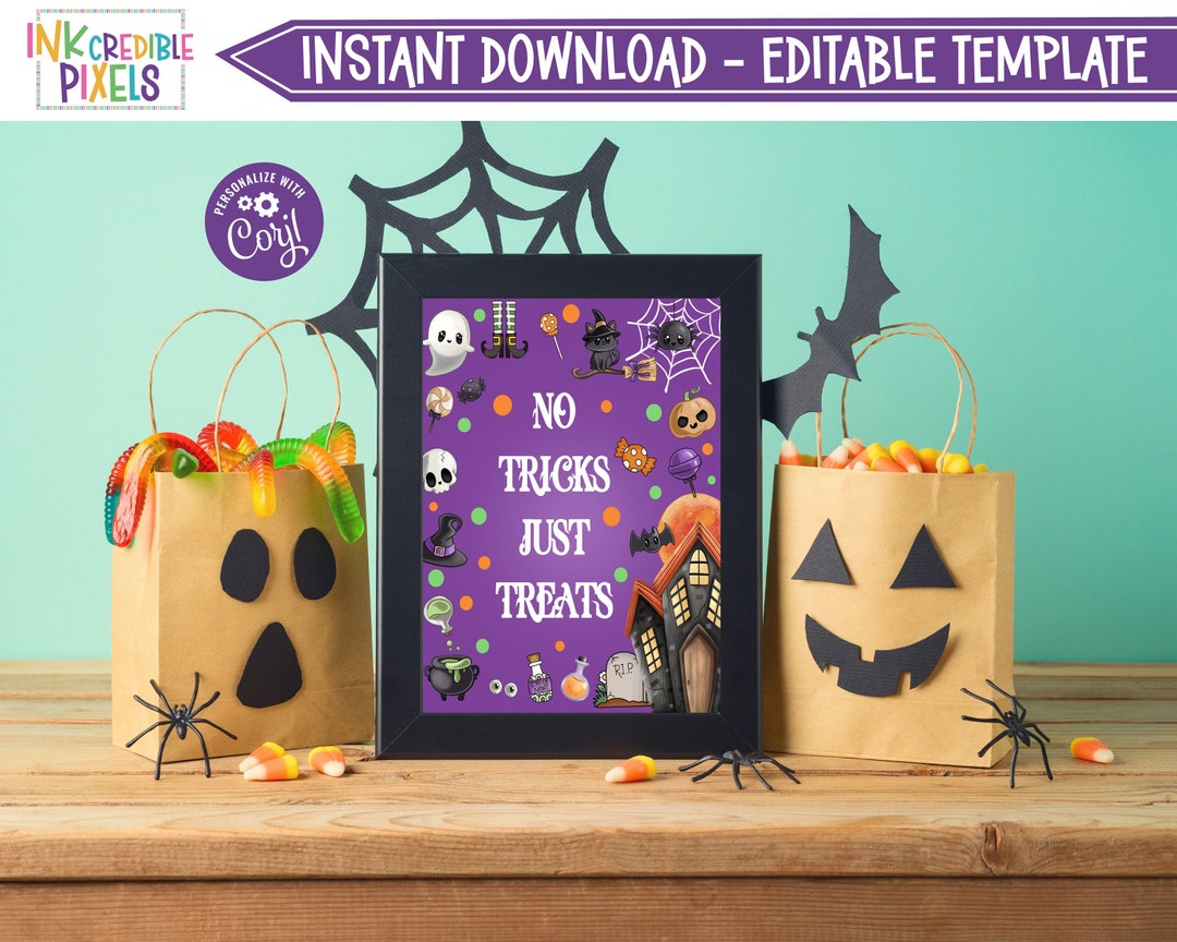 Editable Halloween Party Sign, Halloween Birthday Favor Sign, Halloween