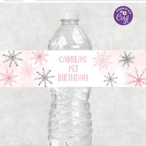 Editable Winter Onederland Water Bottle Label, Snowflake Water Bottle Label, Birthday Water Bottle Label, Printable, Instant Download, WO1