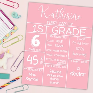 Signe modifiable du premier jour d&#39;école, affiche du premier jour d&#39;école, signe modifiable de la rentrée scolaire, signe imprimable de l&#39;école - FICHIER NUMÉRIQUE