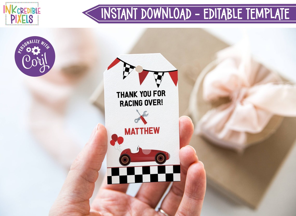 Fast Tag Card Frame Printable Two Fast Birthday Party Favor Tag, Race Car Favor Tag ...