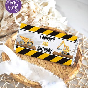 Printable Construction Candy Bar Wrapper, Dump Truck Chocolate Bar Wrapper, Candy Bar Label, Instant Download, Editable, C1