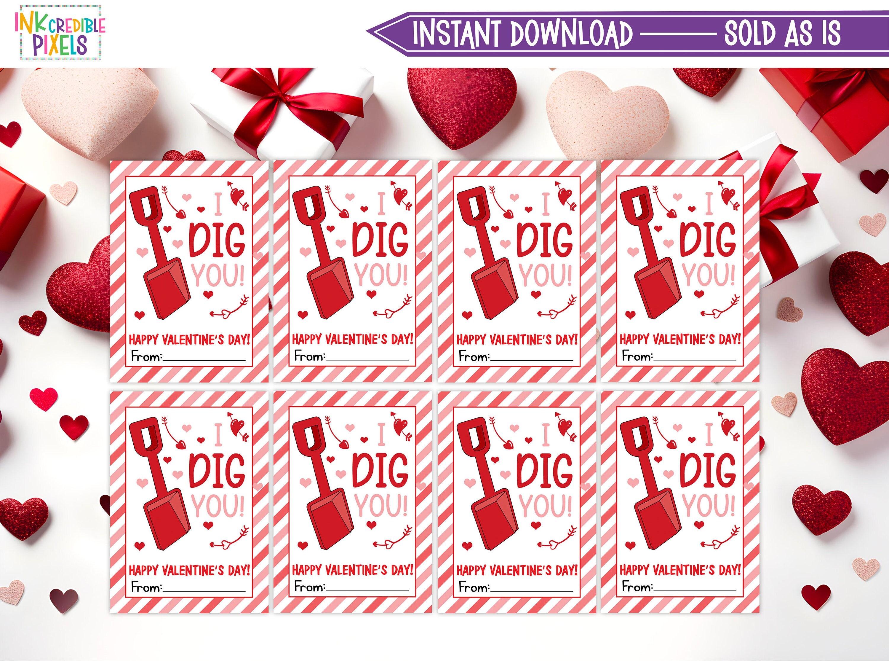 Printable I Dig You Valentine s Day Cards Valentine s Day Gift Tags Classroom Valentine s Day