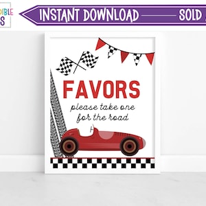 Printable Two Fast Race Car Favor Sign, Race Car Birthday Party Favor Sign, Cards and Gifts Sign, Race Car Sign, Instant Download, RC01