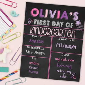 Editable First Day Of School Sign, Printable First Day Of School Sign, Editable Back To School Sign, Printable School Sign - DIGITAL FILE