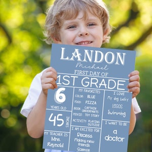 Signe modifiable du premier jour d&#39;école, affiche du premier jour d&#39;école, signe modifiable de la rentrée scolaire, signe imprimable de l&#39;école - FICHIER NUMÉRIQUE