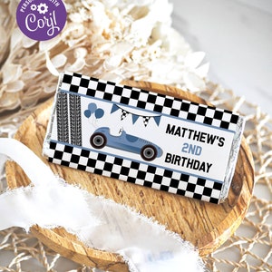 Printable Race Car Candy Bar Wrapper, Racing Car Chocolate Bar Wrapper, Candy Bar Label, Instant Download, Editable, BC01