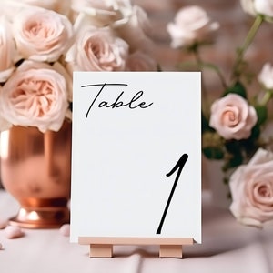 Wedding Table Number Template, Printable Table Numbers, Minimalist Table Numbers, Editable Table Number Cards