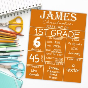 Signe modifiable du premier jour d&#39;école, affiche du premier jour d&#39;école, signe modifiable de la rentrée scolaire, signe imprimable de l&#39;école - FICHIER NUMÉRIQUE