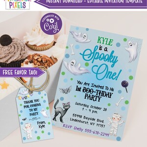 Editable Spooky One Halloween 1st Birthday Party Invitation, Spooky One Invitation, Halloween Invitation, 1st Birthday Halloween Invite - S1