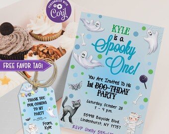 Editable Spooky One Halloween 1st Birthday Party Invitation, Spooky One Invitation, Halloween Invitation, 1st Birthday Halloween Invite - S1