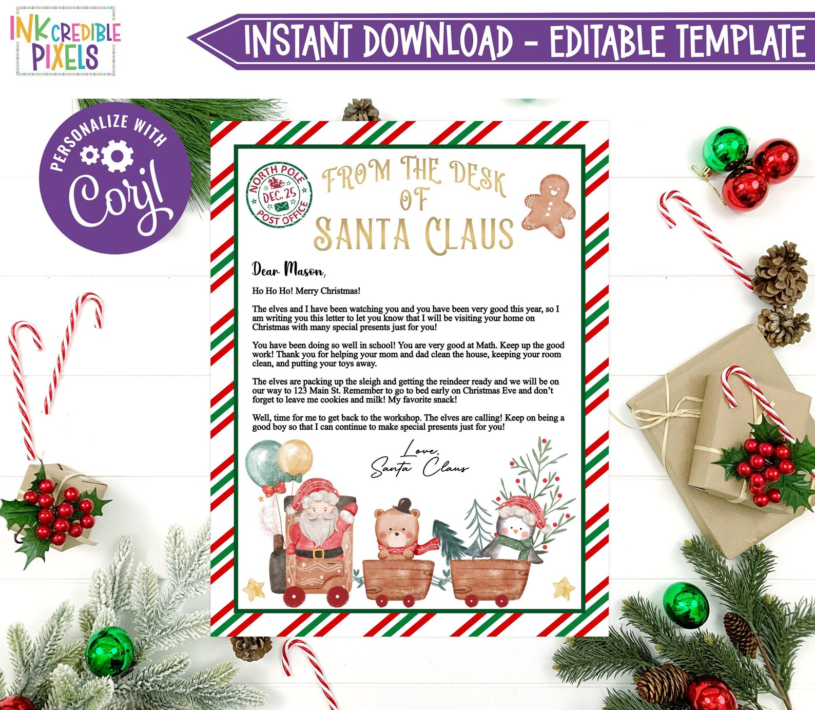 Editable Letter From Santa, Official Letter From Santa Claus, Greeting ...