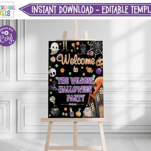 Editable Halloween Party Welcome Sign, Halloween Welcome Sign, Spooktacular Party Sign, Instant Download, Printable, Digital